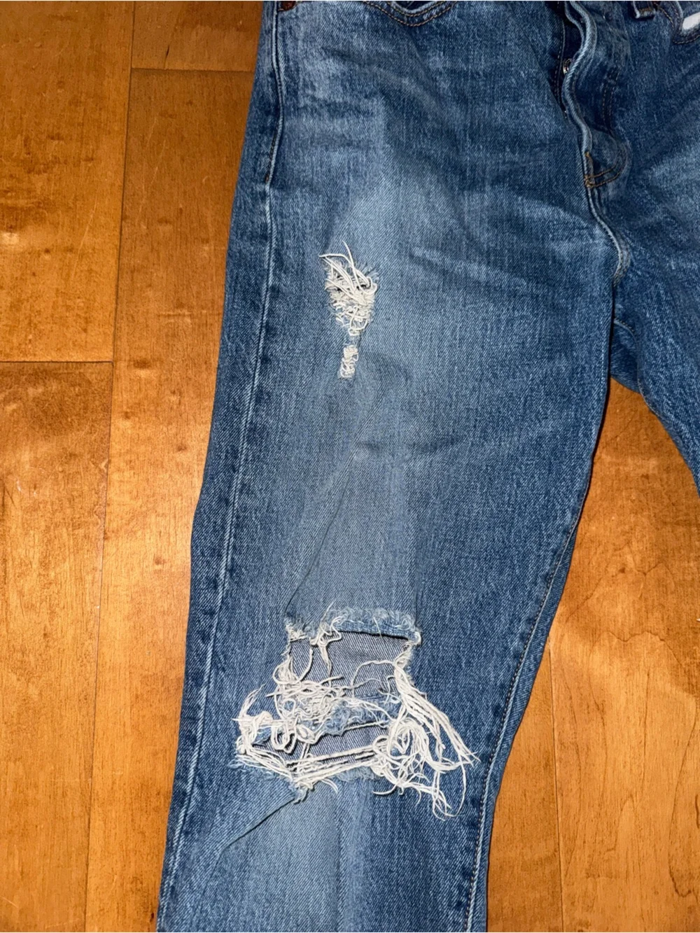 Levi’s Wedgie Full Length Ripped Jeans Cotton Medium Wash High Waist Straight - Picture 4 of 11